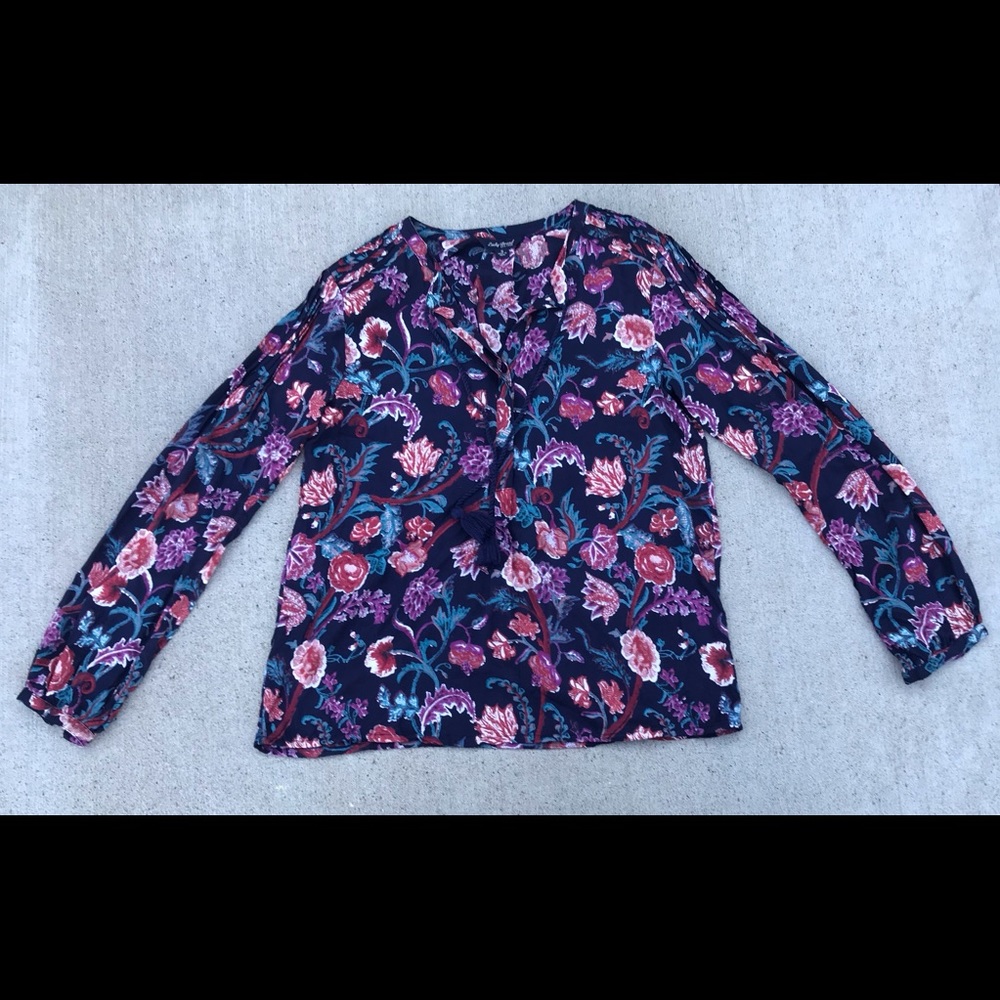 Luck Brand floral blouse Tunic long sleeve Small